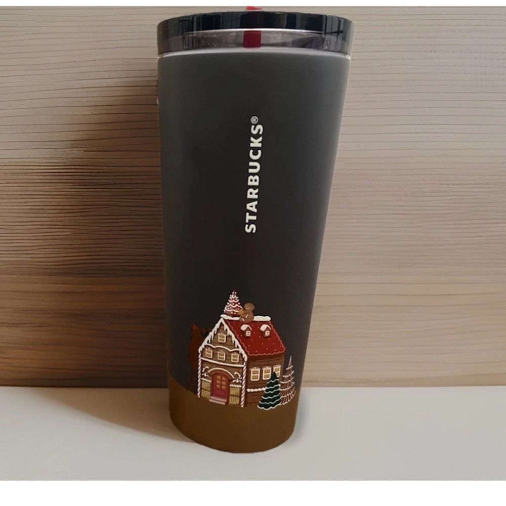 Starbucks Christmas Tumbler Ltd Edition Gingerbread Cookie House Cold Cup 16 oz